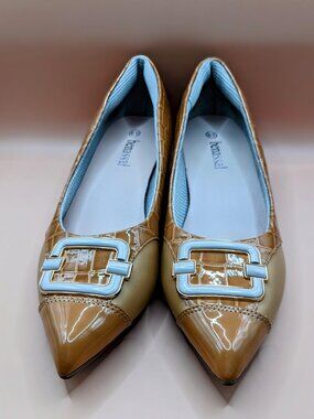 Women's Bunion Dress Shoes Orthopedic Loafers Shoes Low Block Heel Pumps Tan